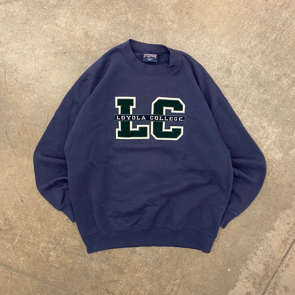 Vintage Loyola College 90s Jansport Navy Blue Crewneck Sweatshirt Size XL